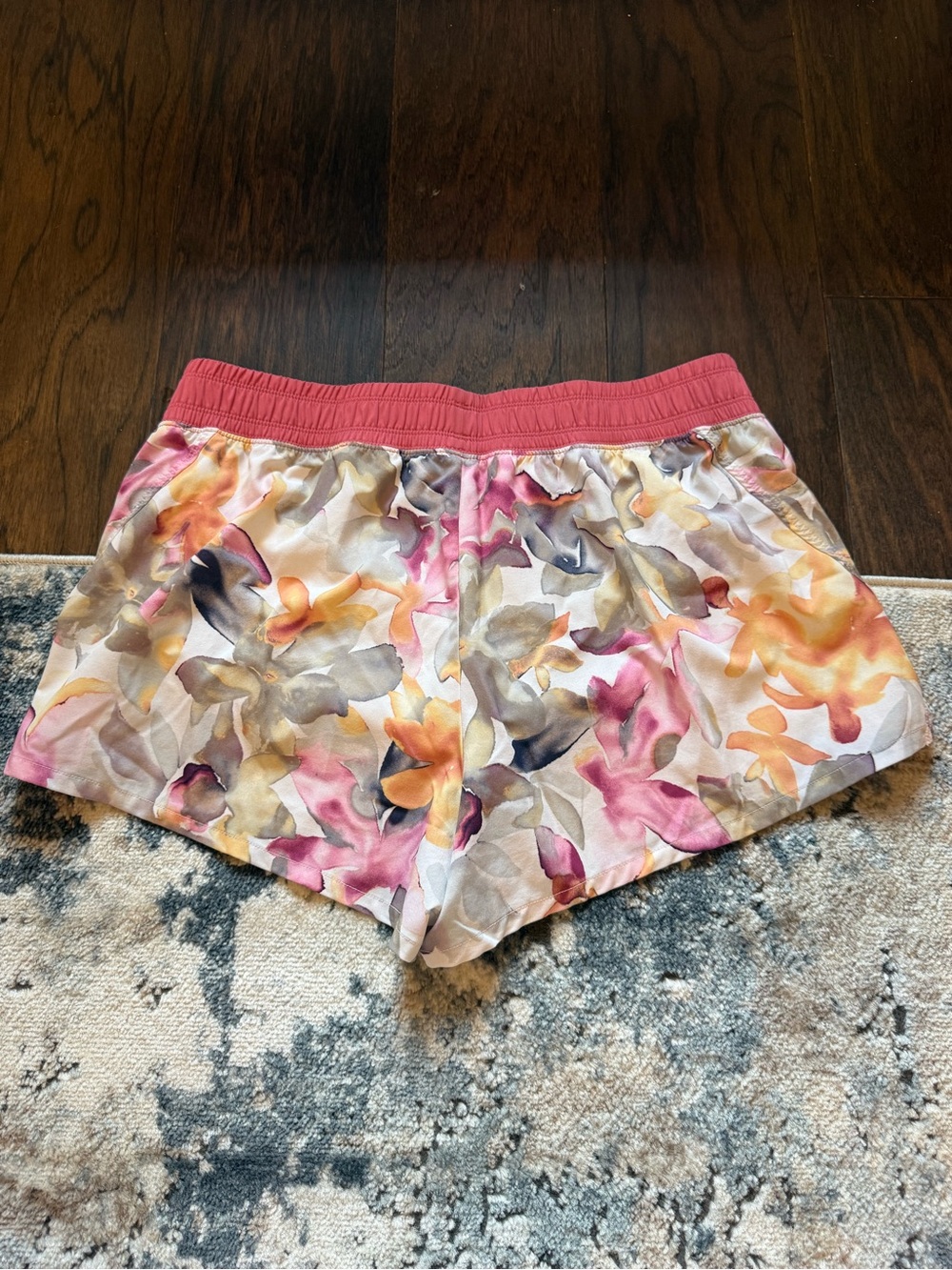 GAP Floral Watercolor Athletic Shorts in Pink, Orange, Yellow, Gray